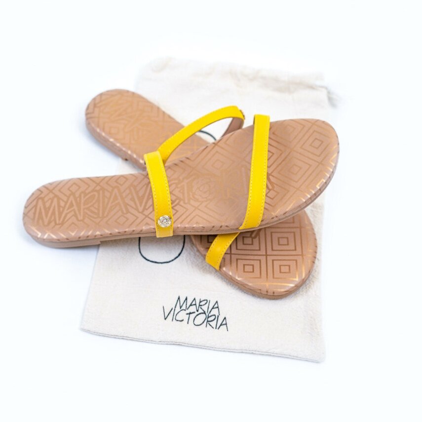 Maria Victoria | Yellow Napa Leather Pauline Sandal | Waterproof