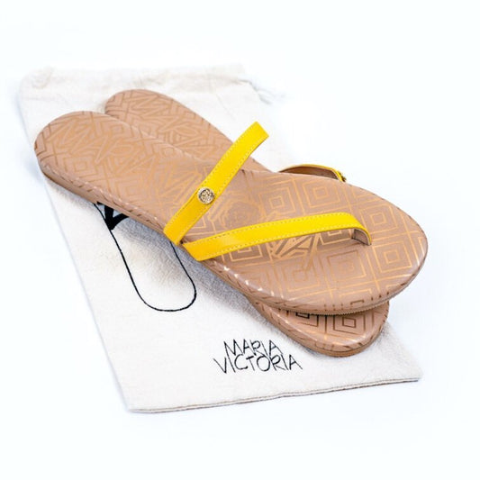 Maria Victoria | Yellow Napa Leather Caroline Sandal | Waterproof