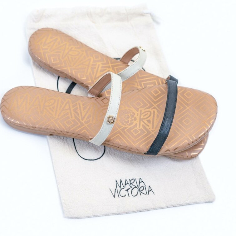 Maria Victoria | Black & White Napa Leather Pauline Sandal | Waterproof